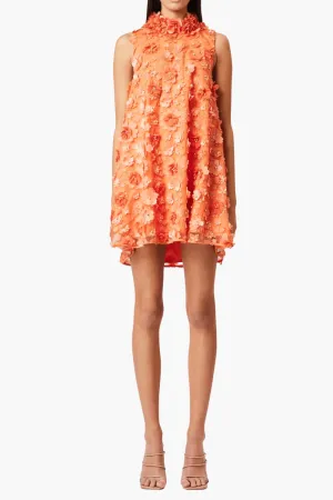 3d floral bluebell Trapeze Dress in Orange Gloria Lanvin