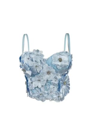 3D Flower Diamond Corset in blue Gloria Lanvin