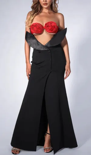 3D FLOWER RUCHE FLORAL MAXI DRESS Gloria Lanvin