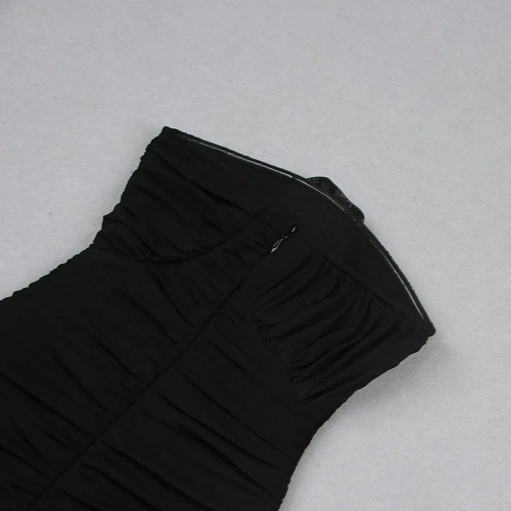 3D FLOWER STRAPLESS MINI DRESS IN BLACK Gloria Lanvin