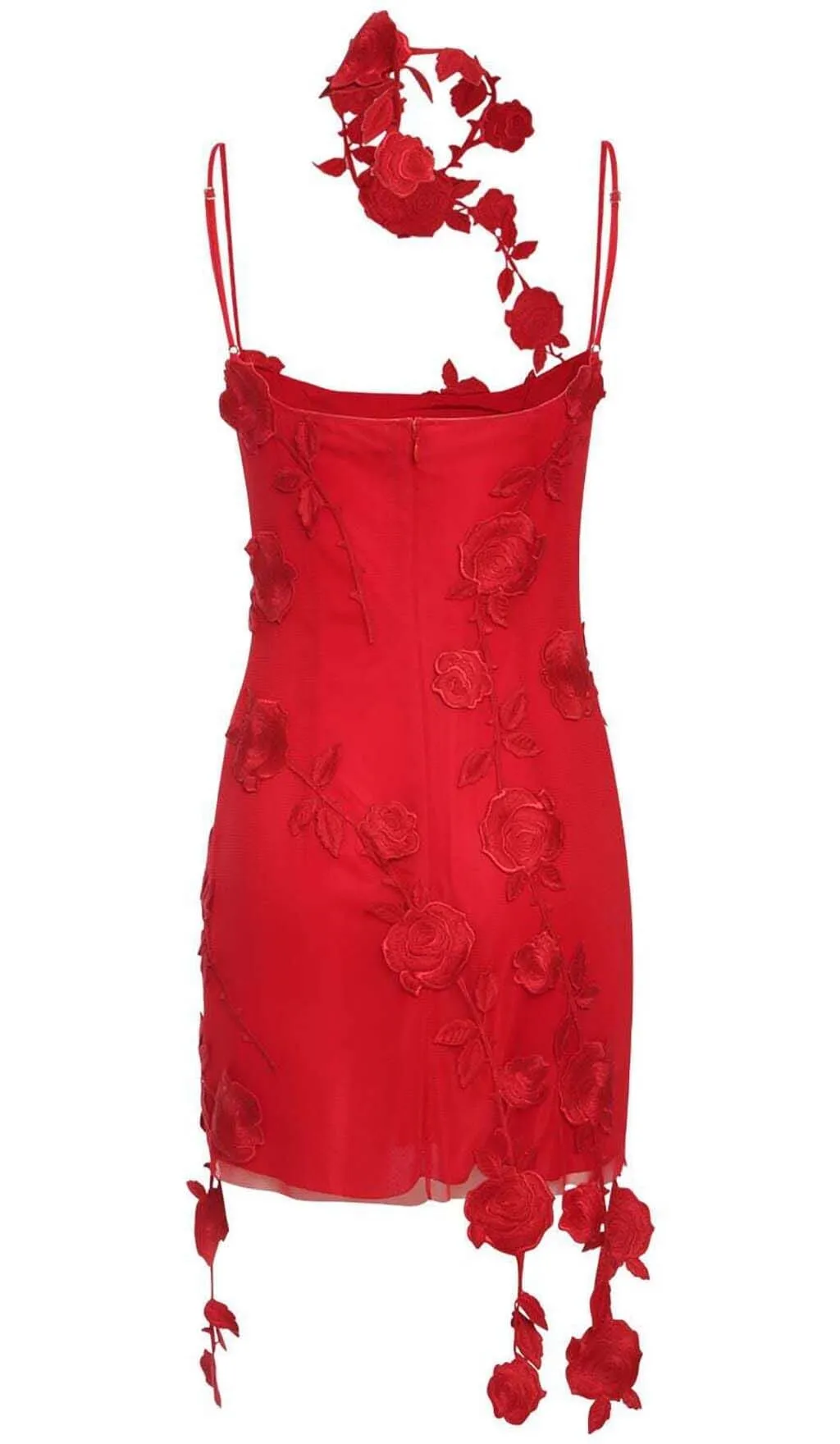 3D FLOWER SUSPENDER DRESS IN RED Gloria Lanvin