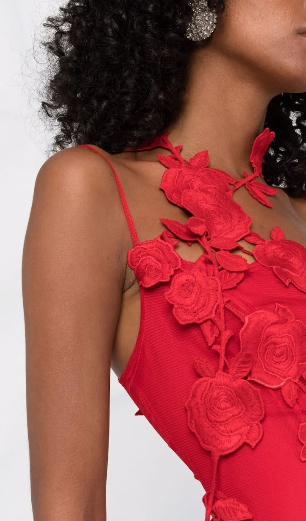 3D FLOWER SUSPENDER DRESS IN RED Gloria Lanvin
