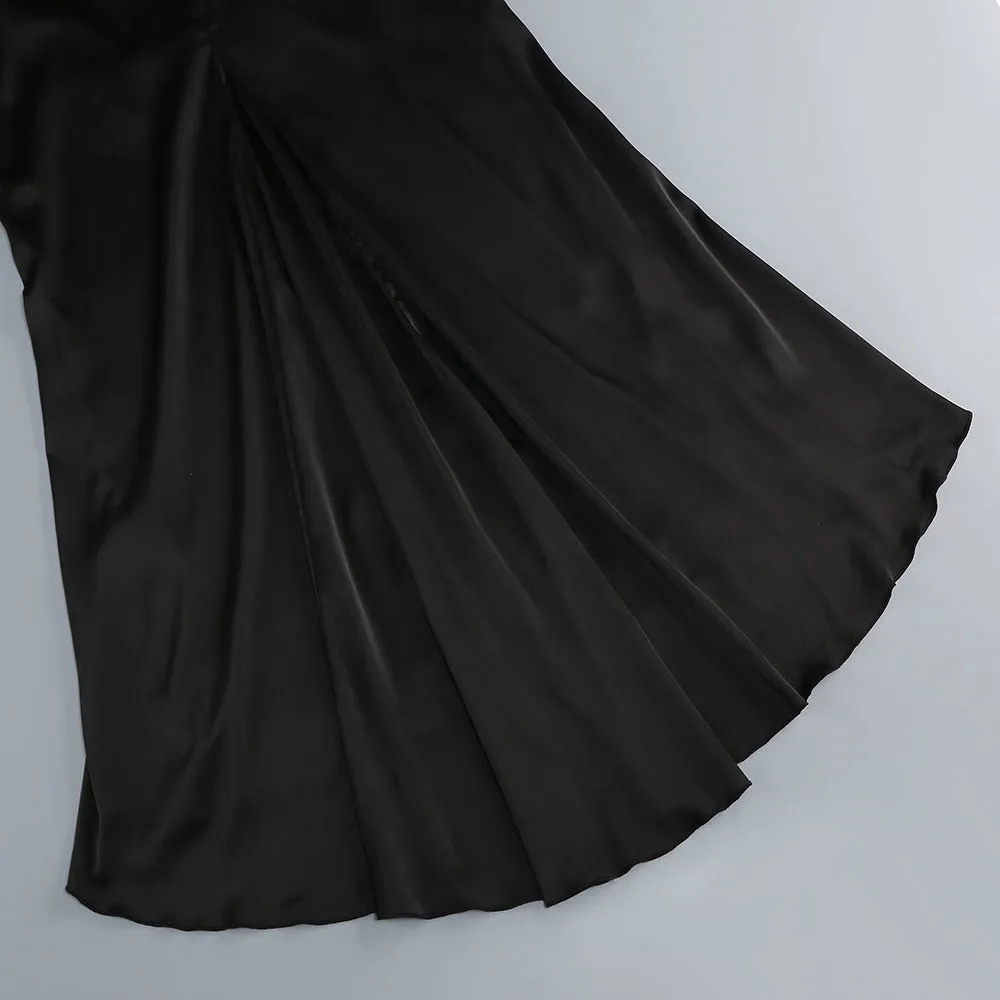 3D WHITE FLOWER ONE-SHOULDER MAXI DRESS IN BLACK Gloria Lanvin