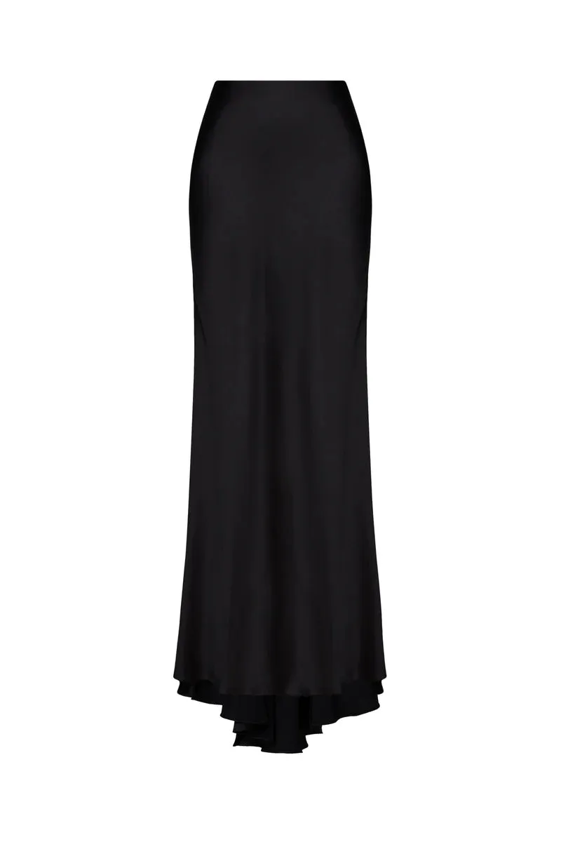 3D WHITE FLOWER ONE-SHOULDER MAXI DRESS IN BLACK Gloria Lanvin