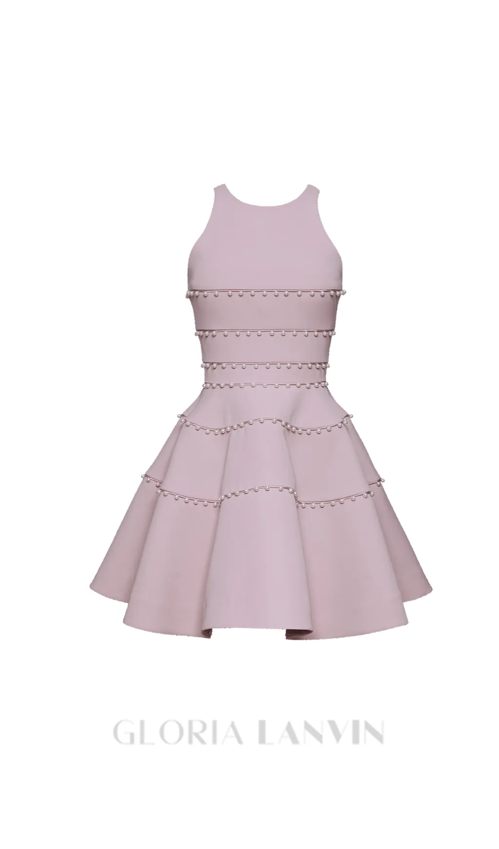 A-LINE MINIDRESS WITH PEARL DETAIL IN PINK Gloria Lanvin