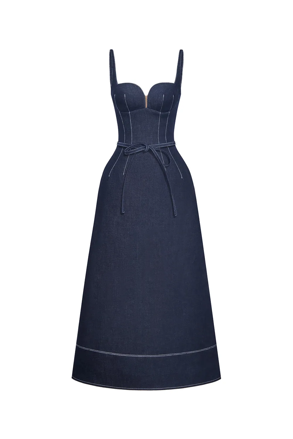 A-line Sleeveless Denim Midi Dress in blue Gloria Lanvin