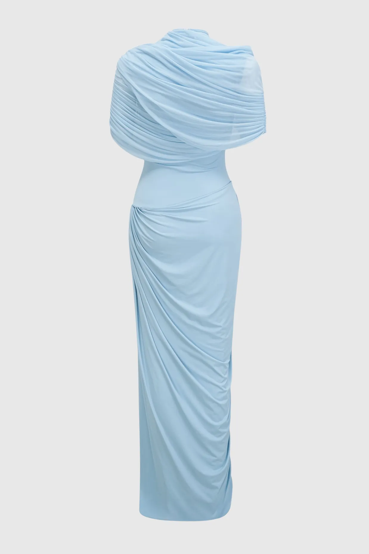 Aakifa Asymmetric Draped Maxi Dress in Baby blue Gloria Lanvin
