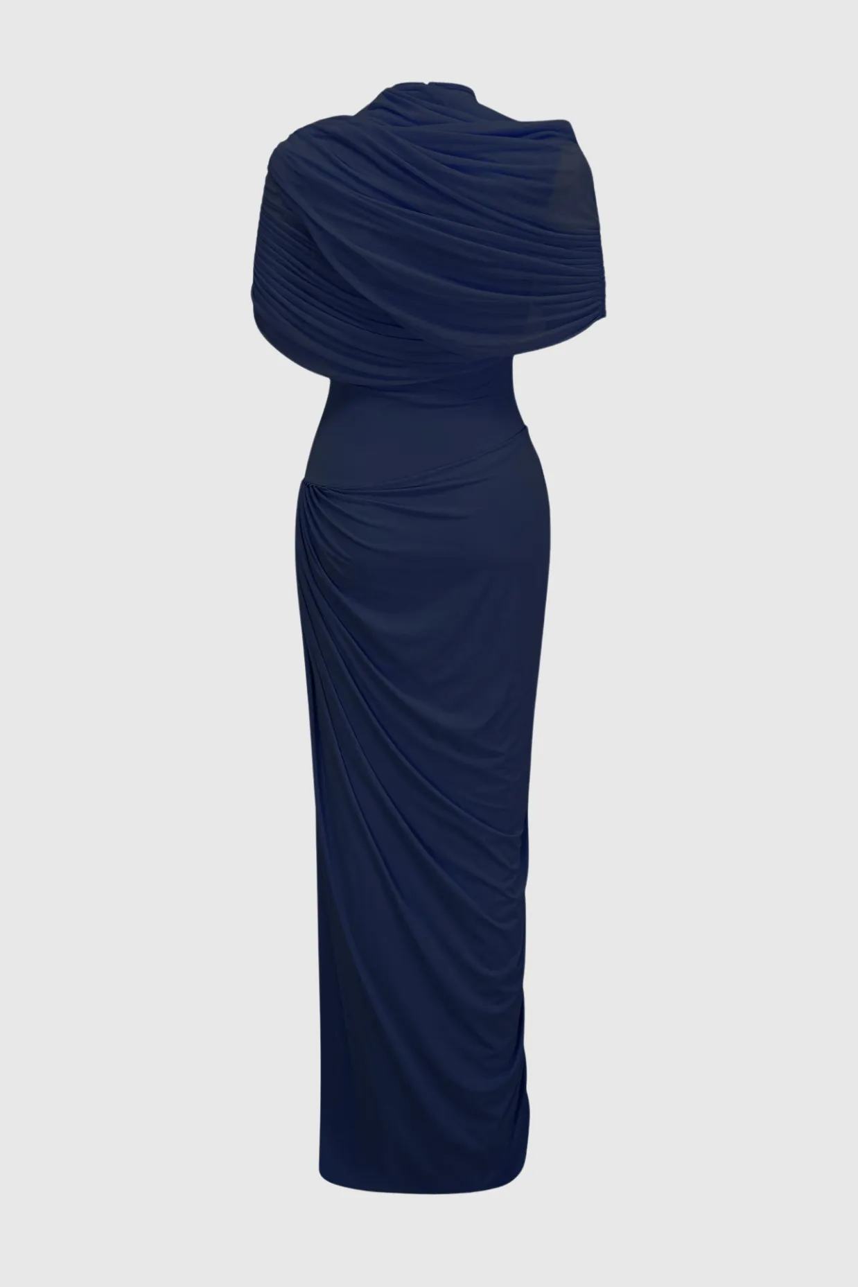 Aakifa Asymmetric Draped Maxi Dress in Navy blue Gloria Lanvin