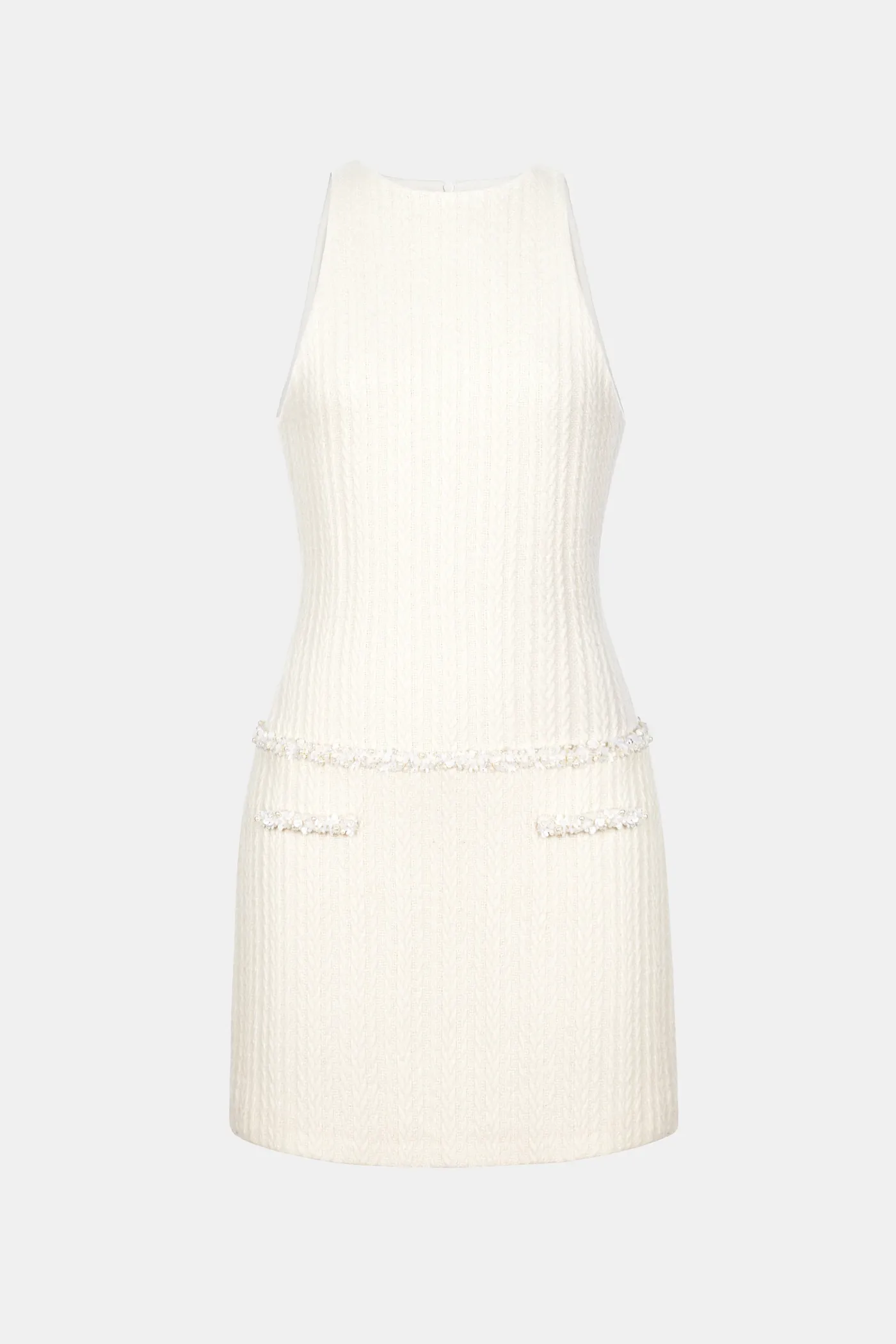 Abene Sleeveless Beaded Embellished Knit Mini Dress Gloria Lanvin