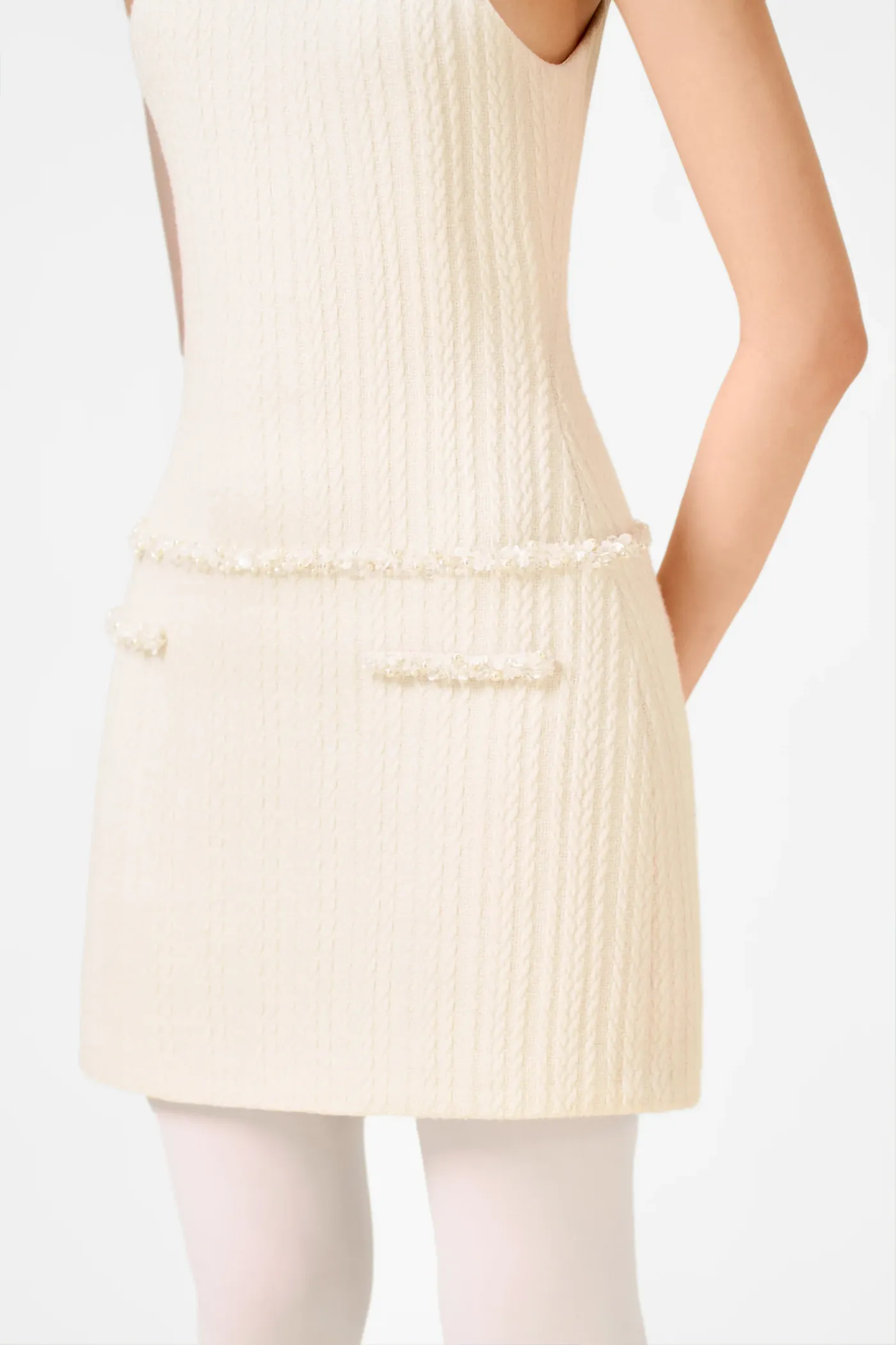 Abene Sleeveless Beaded Embellished Knit Mini Dress Gloria Lanvin