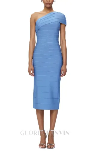 Abigail one-shoulder bandage midi Dress in blue Gloria Lanvin