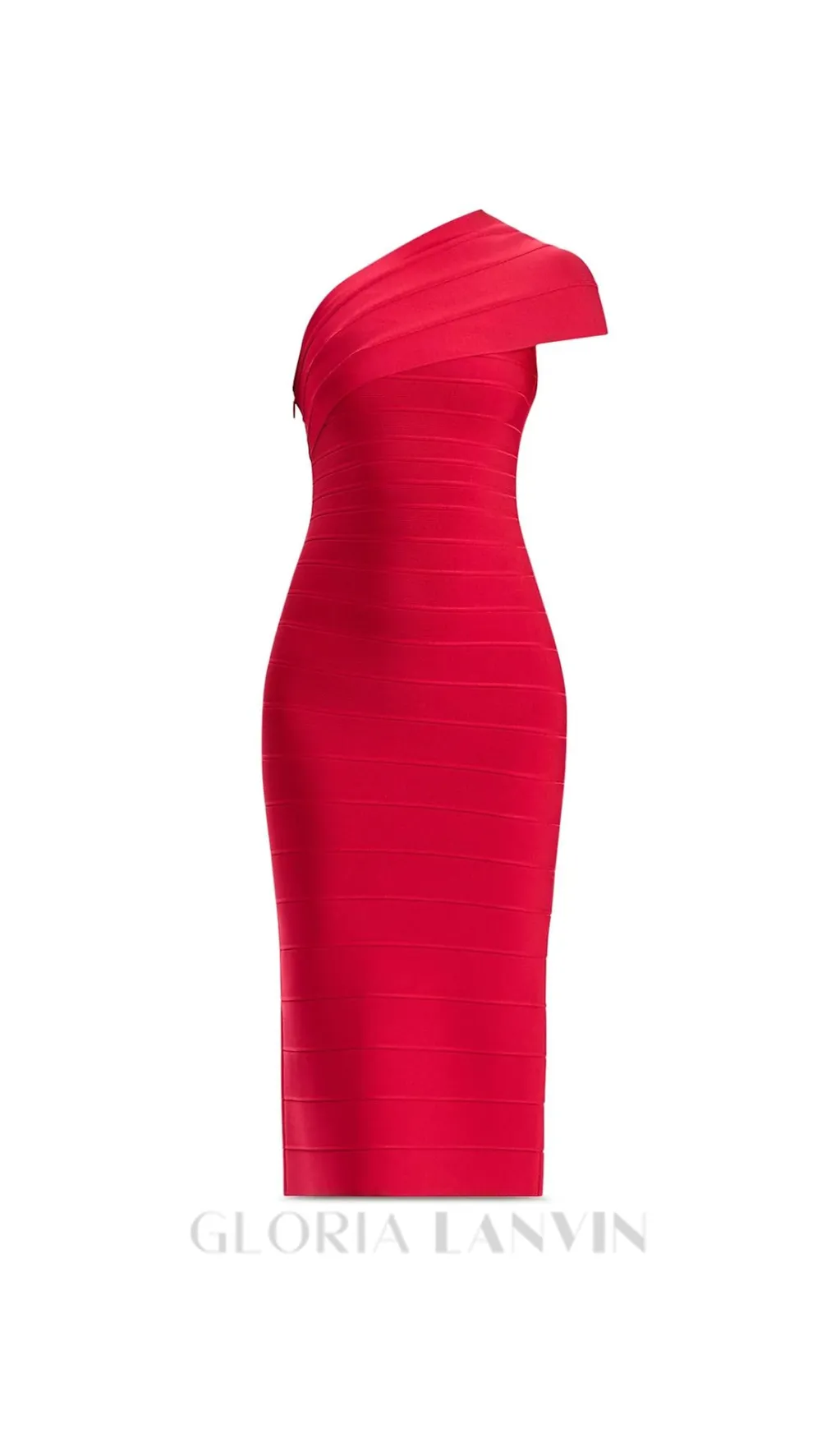 Abigail one-shoulder bandage midi Dress in rio red Gloria Lanvin