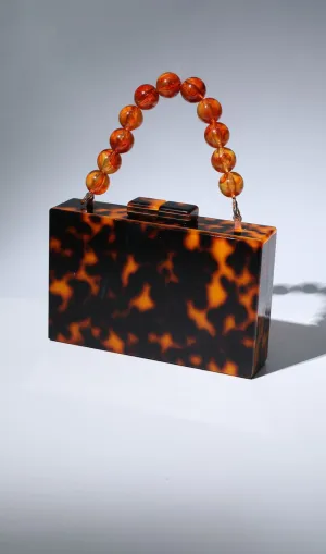 ACRYLIC BEADED CLUTCH IN AMBER Gloria Lanvin