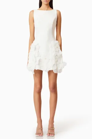 Adalgisa Floral Appliqu Mini Dress in White Gloria Lanvin