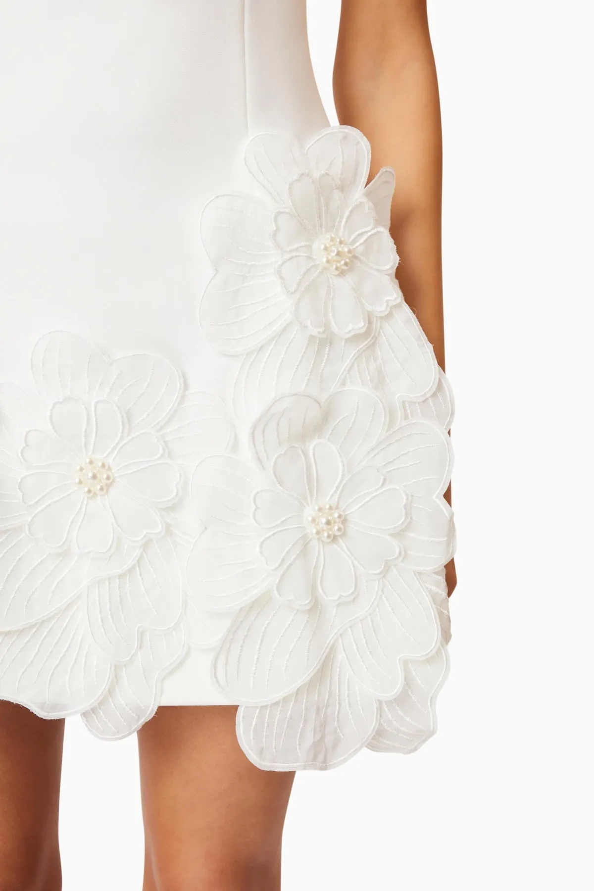 Adalgisa Floral Appliqu Mini Dress in White Gloria Lanvin