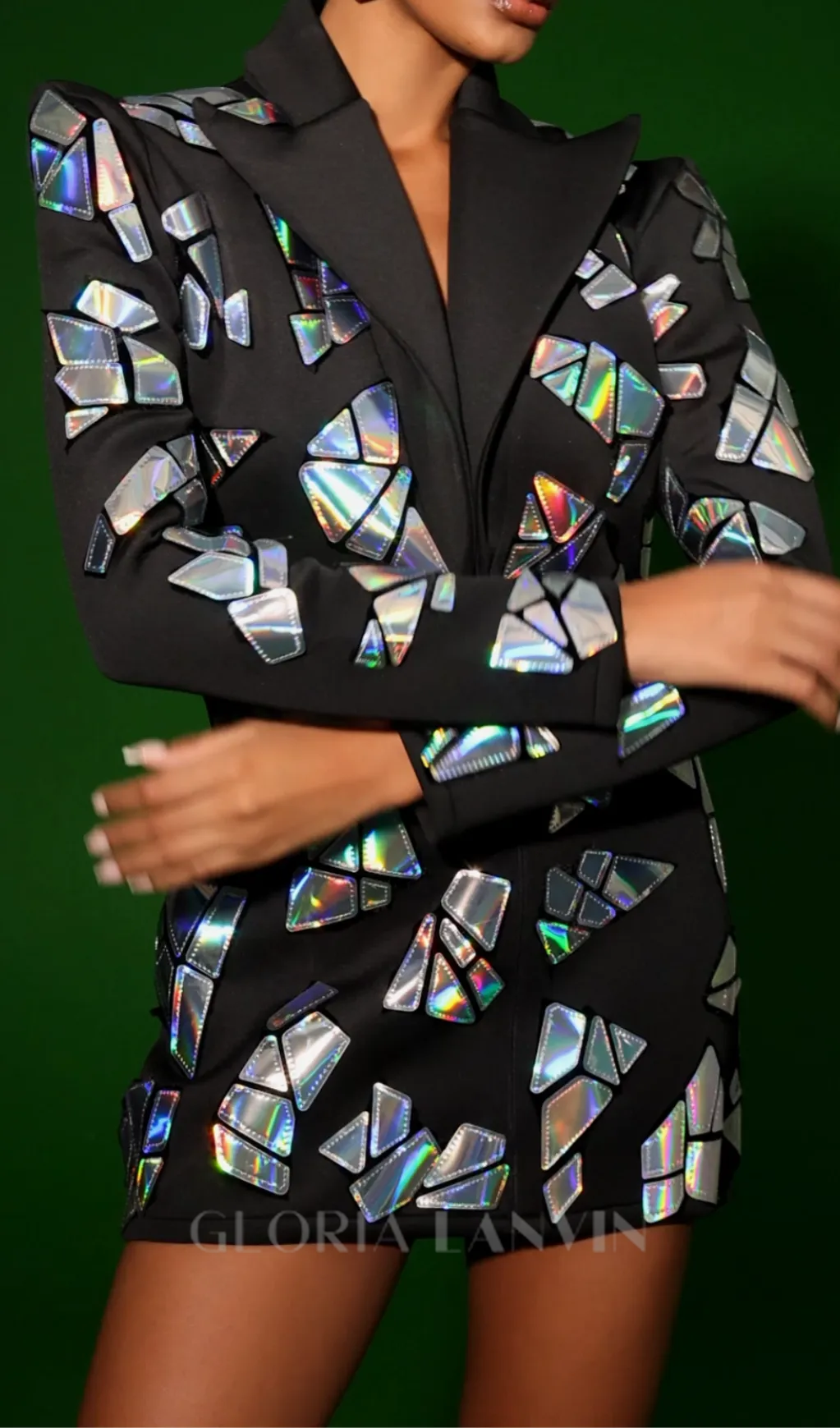 ADELAIDE GEOMETRIC LASER BLAZER MINI DRESS Gloria Lanvin