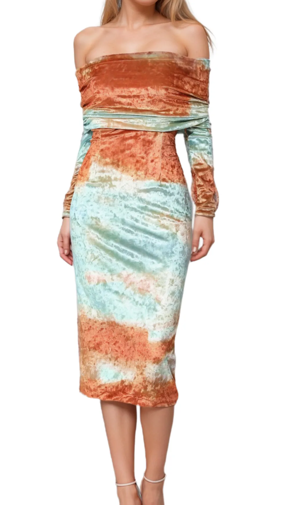 adelaide ruched velvet strapless midi dress in green brown Gloria Lanvin