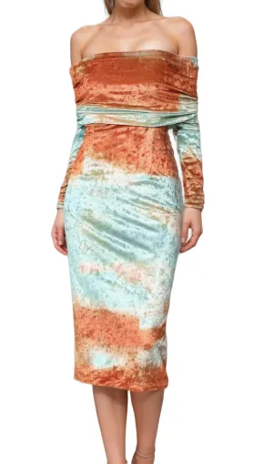 adelaide ruched velvet strapless midi dress in green brown Gloria Lanvin