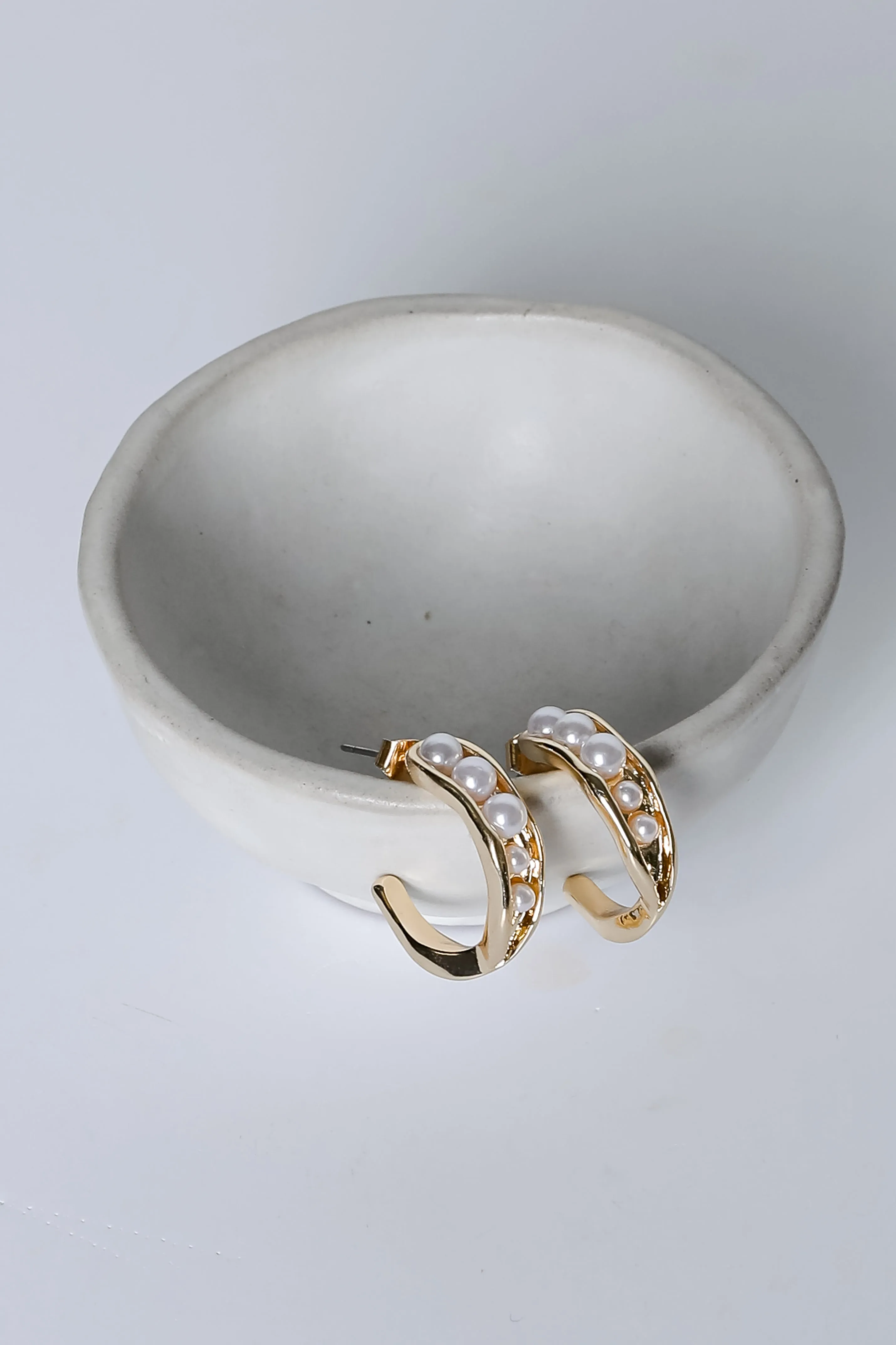 Adeline Gold Pearl Hoop Earrings