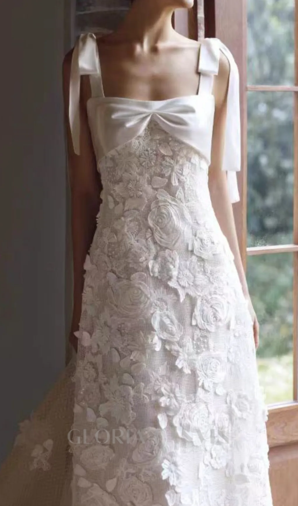 ADITI WHITE FLOWER LACE WEDDING MAXI DRESS Gloria Lanvin