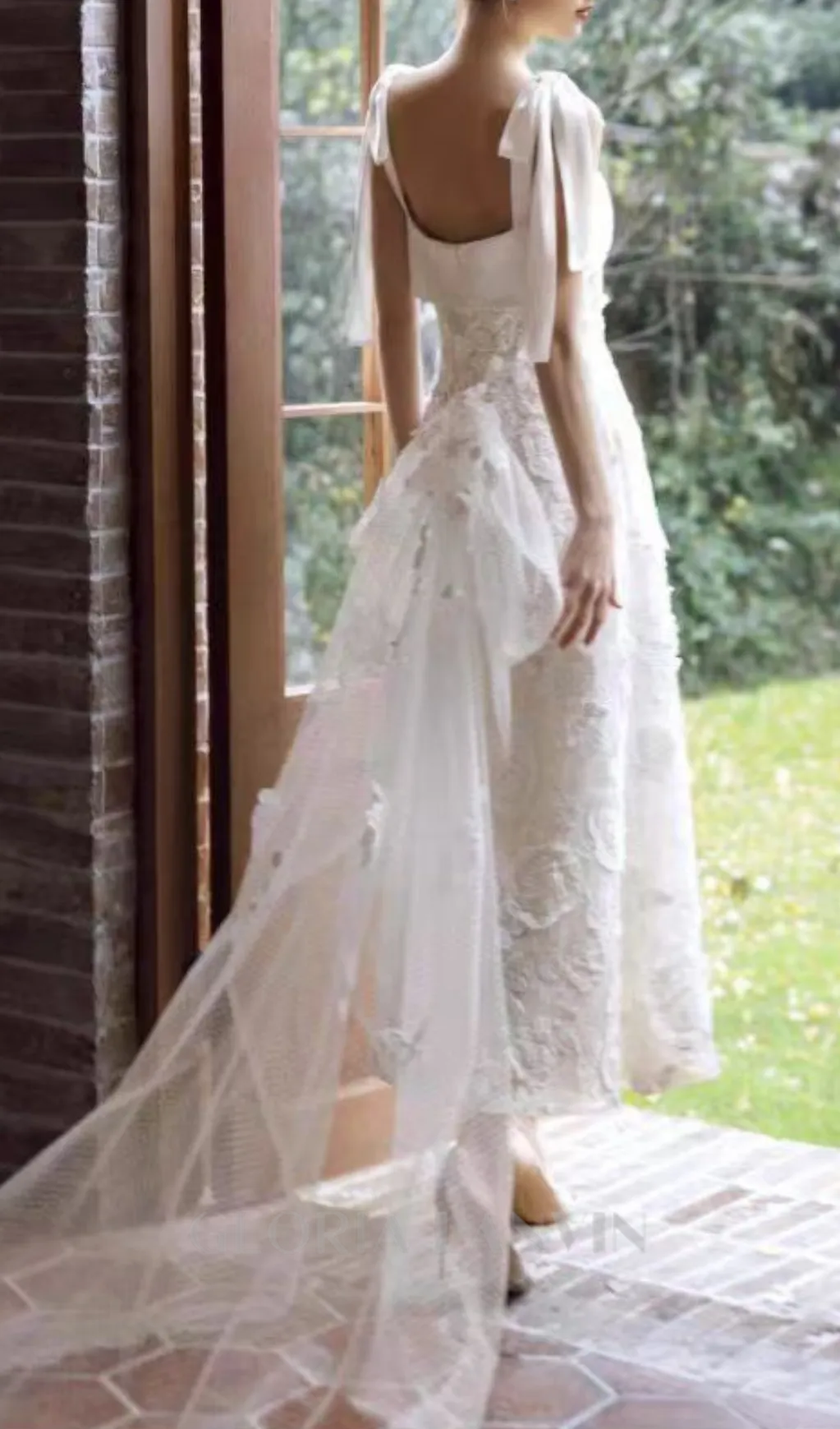 ADITI WHITE FLOWER LACE WEDDING MAXI DRESS Gloria Lanvin