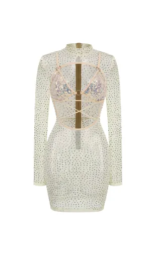 adora Vicky Cutout Sequin Rhinestone Mini Dress Gloria Lanvin