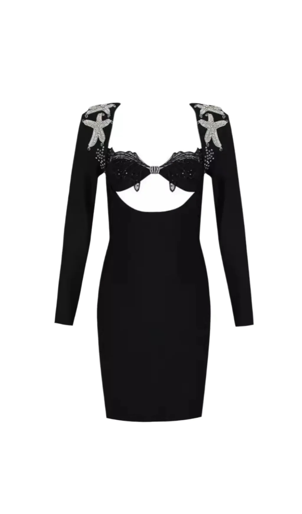 AGGELOS LONG SLEEVE CUTOUT BANDAGE DRESS Gloria Lanvin