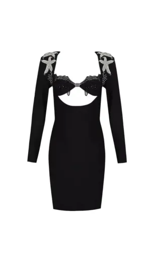 AGGELOS LONG SLEEVE CUTOUT BANDAGE DRESS Gloria Lanvin