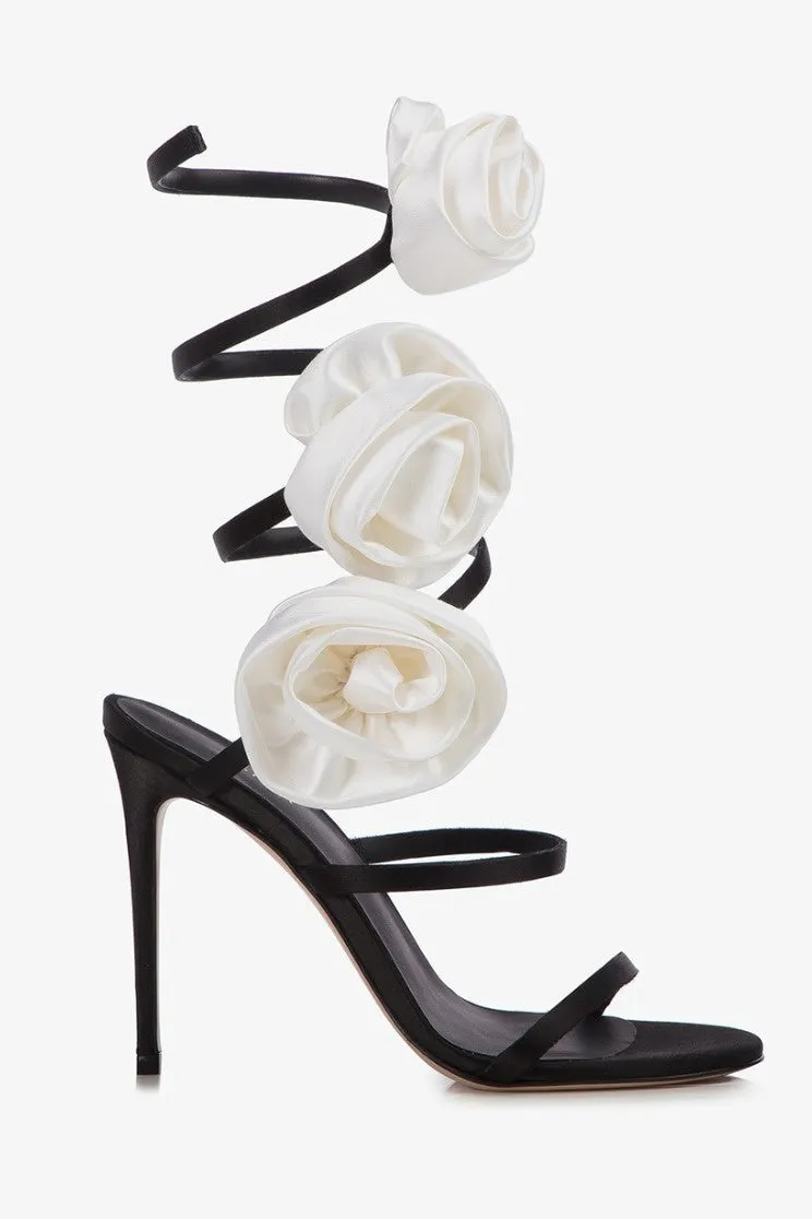 Alana Rose Twists Satin Sandals - Black Gloria Lanvin