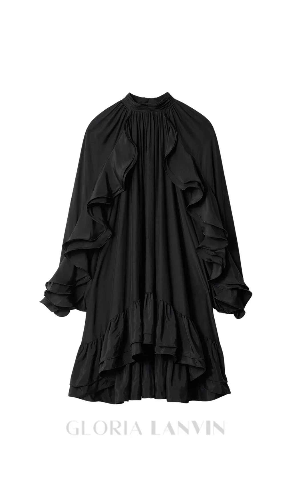 alani ruffled embellished mini dress in black Gloria Lanvin