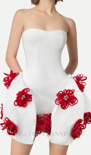 alaniade white 3d flower puffy mini dress Gloria Lanvin
