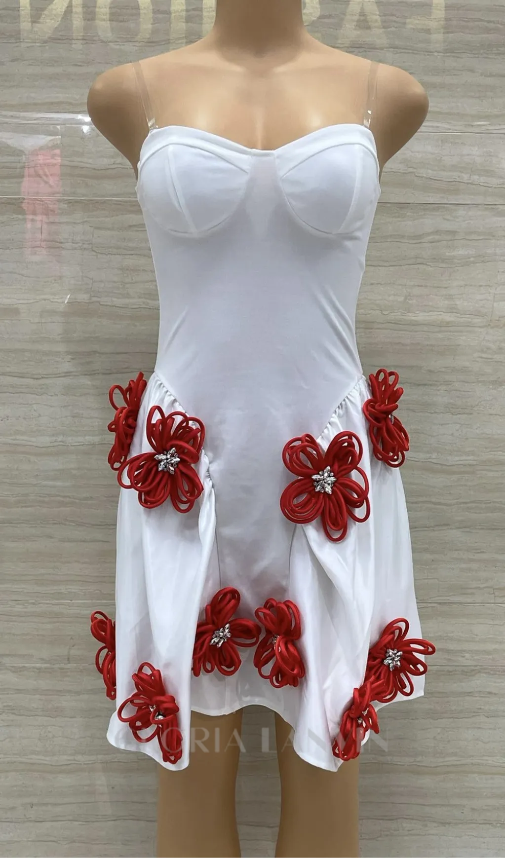 alaniade white 3d flower puffy mini dress Gloria Lanvin