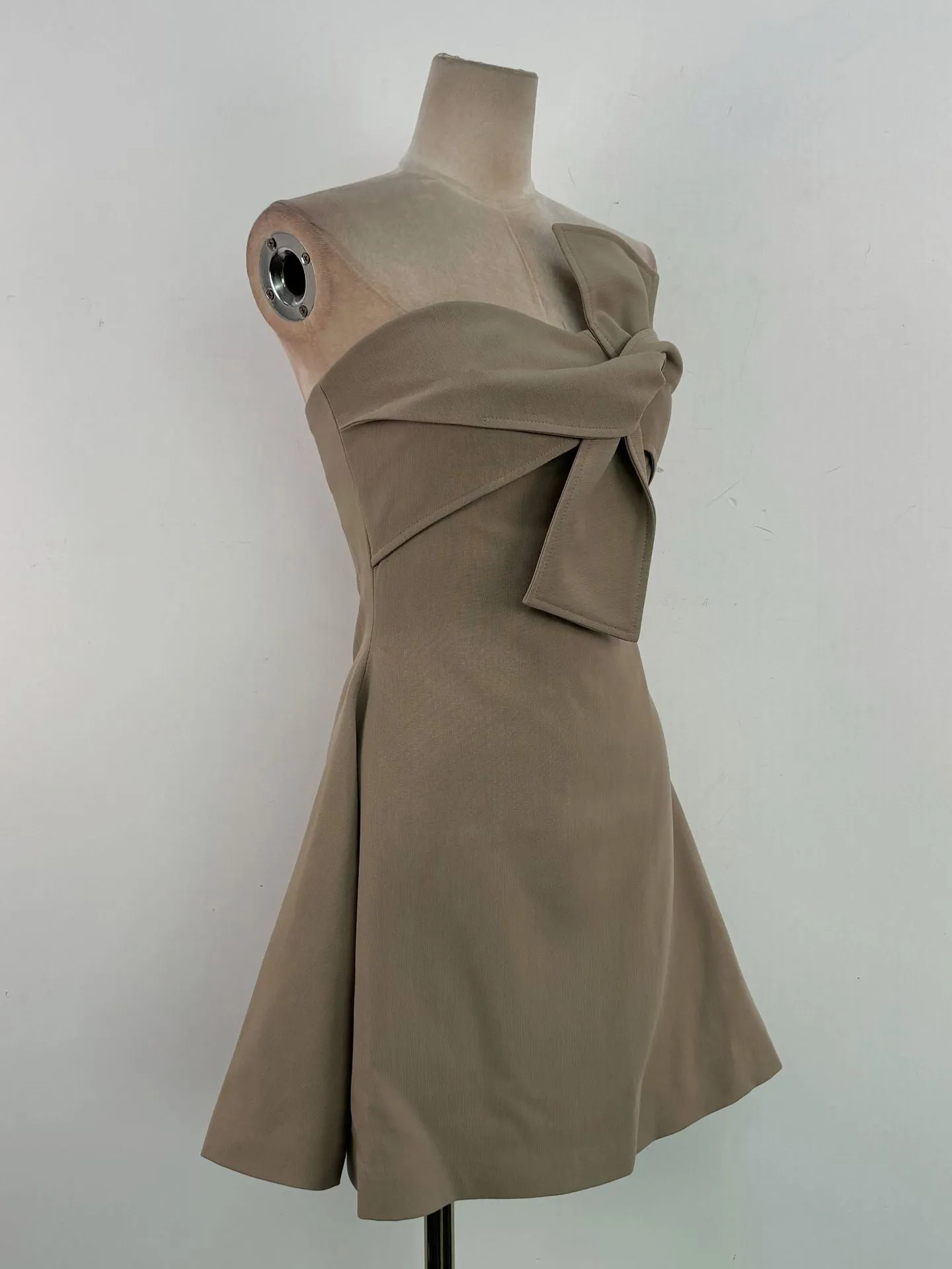 alberta bowknot strapless mini dress in camel Gloria Lanvin