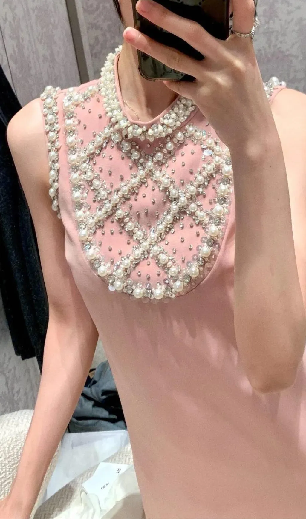 ALBERTINE PEARL-EMBELLISHED MINI DRESS Gloria Lanvin