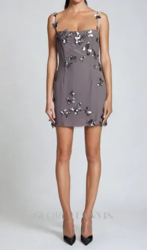 Aldis Butterfly Spaghetti Mini Dress Gloria Lanvin