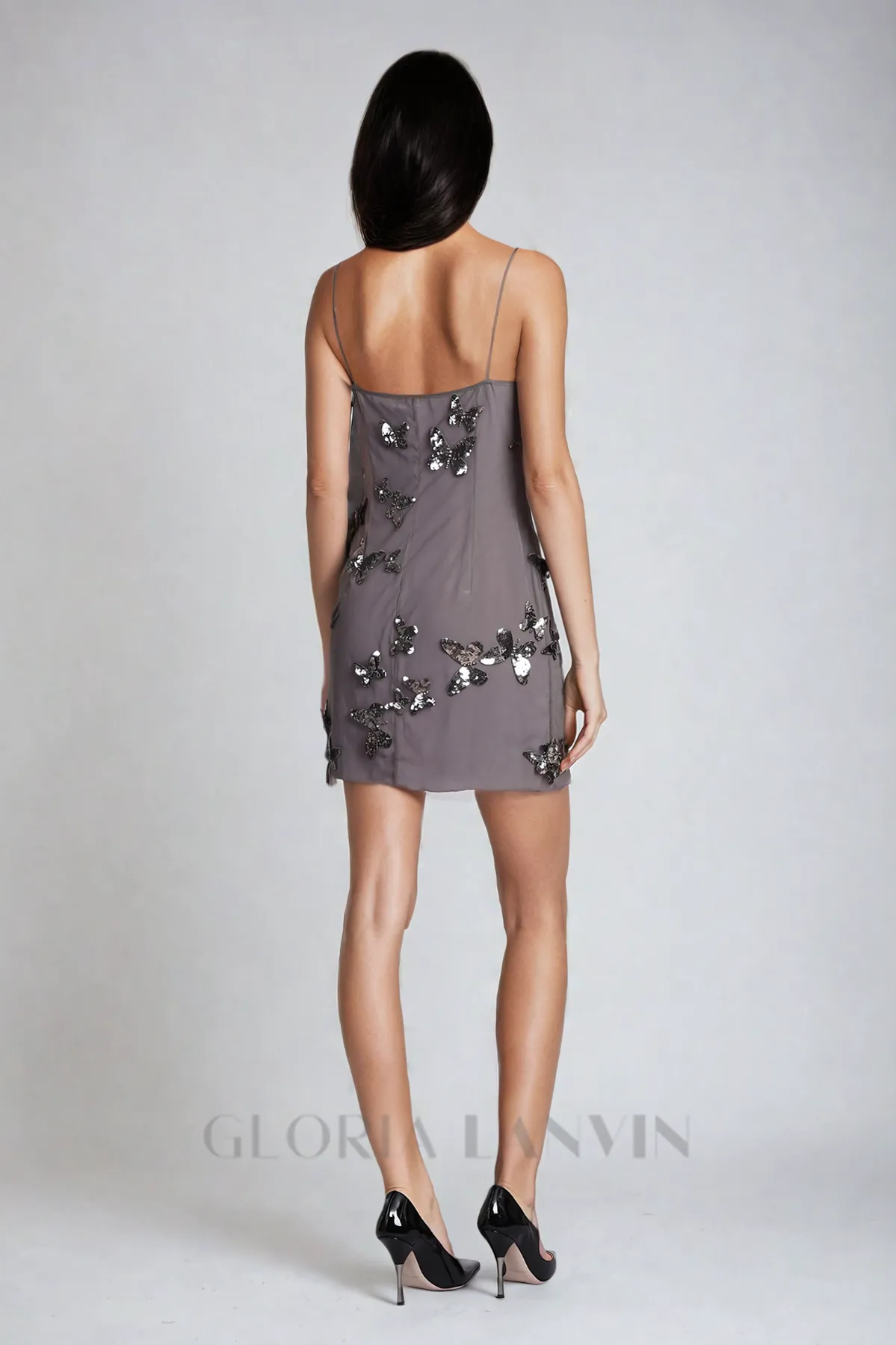 Aldis Butterfly Spaghetti Mini Dress Gloria Lanvin