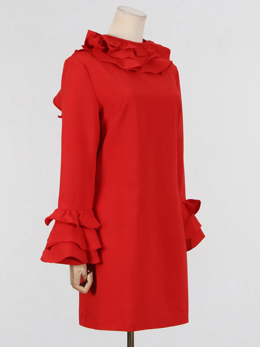 Alessandro Ruffle Backless Mini Dress in red Gloria Lanvin