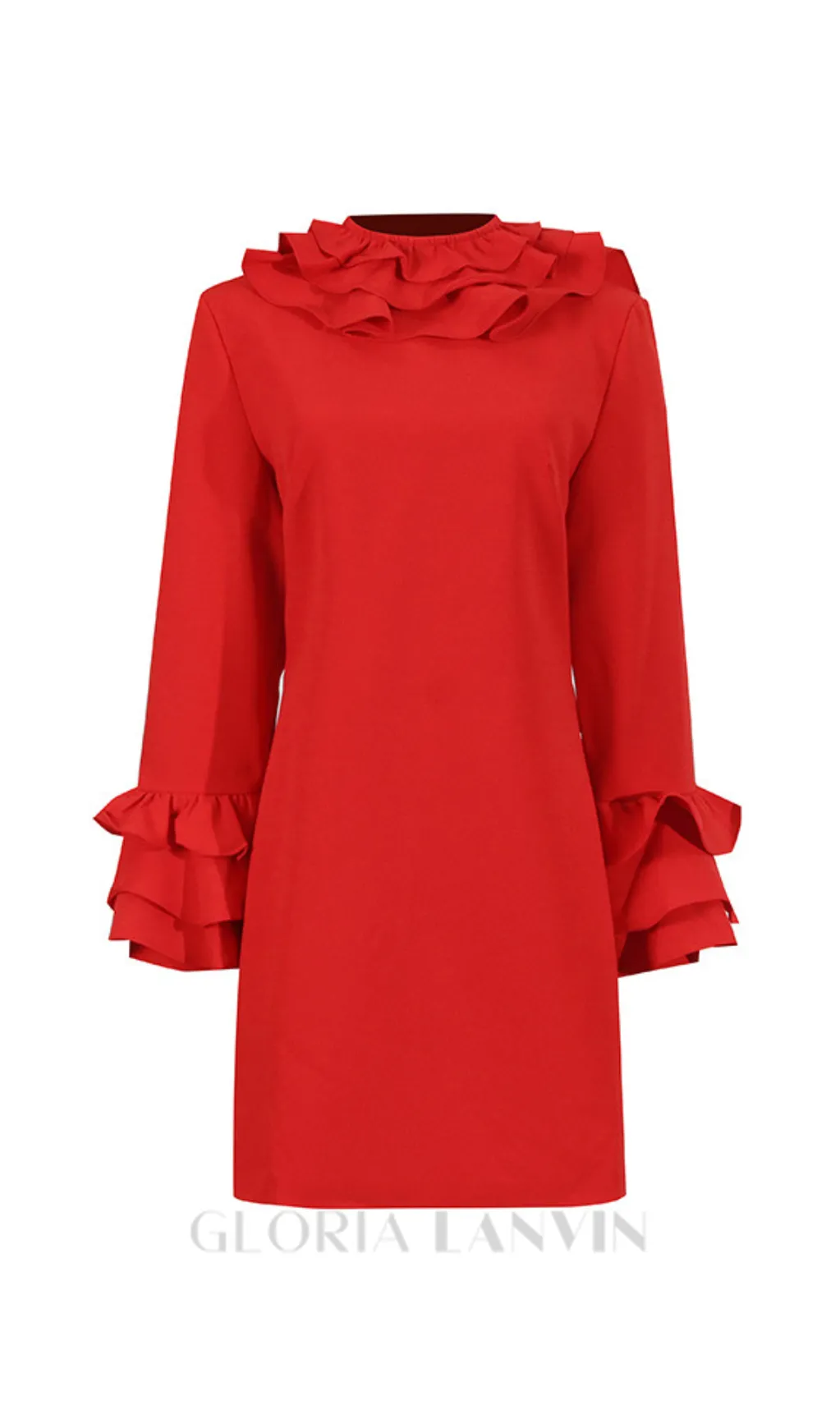 Alessandro Ruffle Backless Mini Dress in red Gloria Lanvin