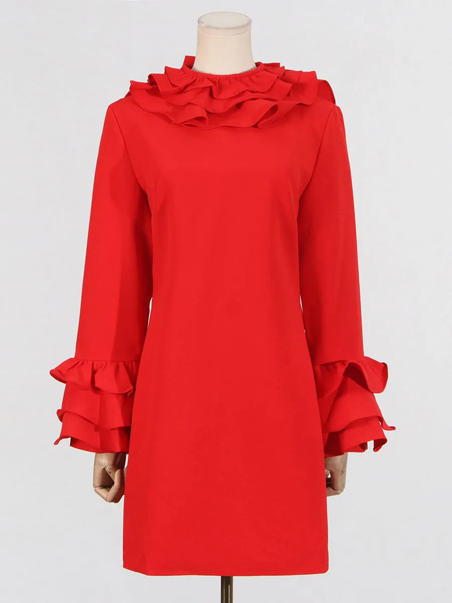 Alessandro Ruffle Backless Mini Dress in red Gloria Lanvin