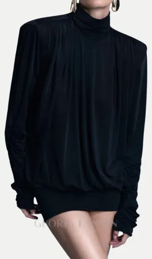 Alestair Backless Ruched Mini Dress in Black Gloria Lanvin