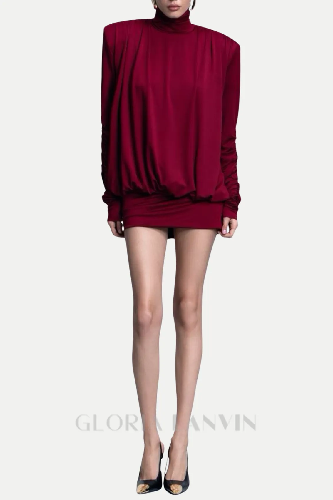 Alestair Backless Ruched Mini Dress in Red Gloria Lanvin