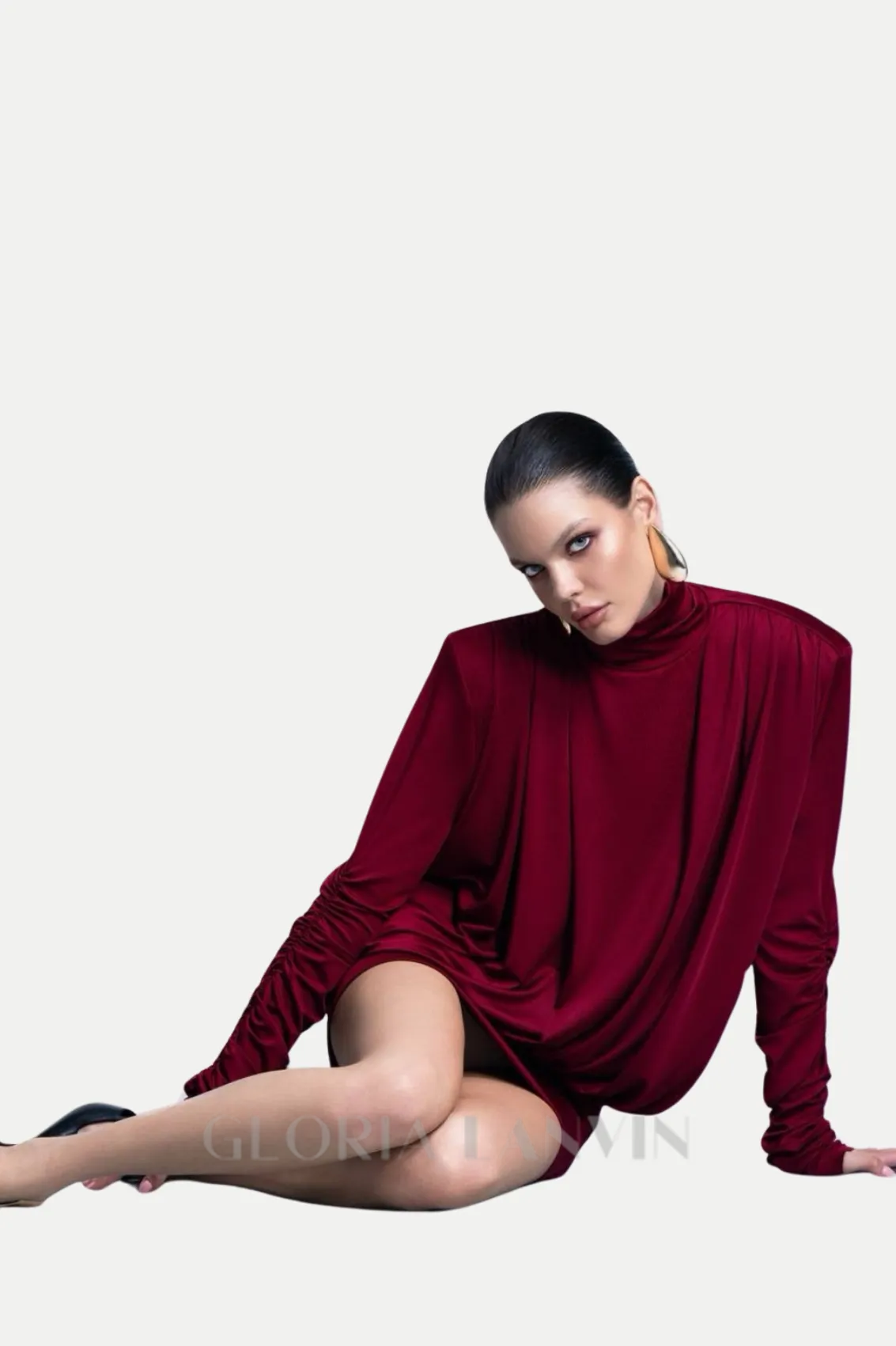 Alestair Backless Ruched Mini Dress in Red Gloria Lanvin