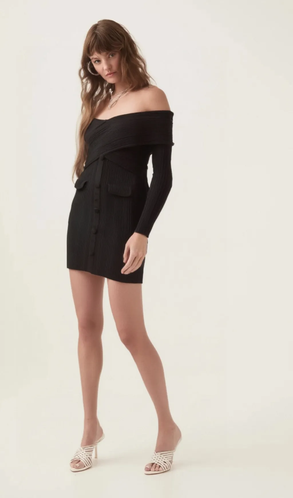 Alice off-shoulder ribbed-knit mini dress Gloria Lanvin