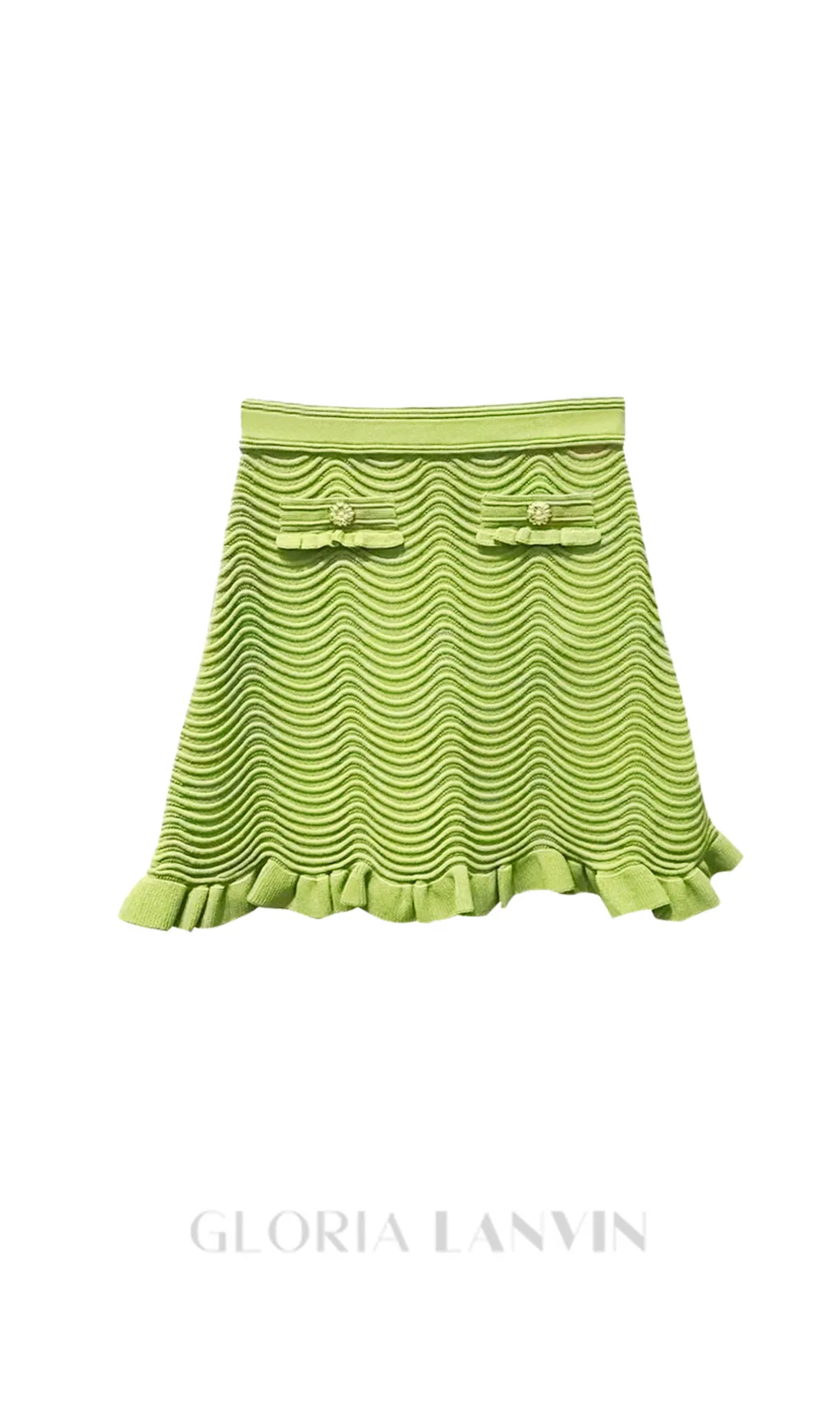 Alina Knit Mini Skirt in Olive Green Gloria Lanvin