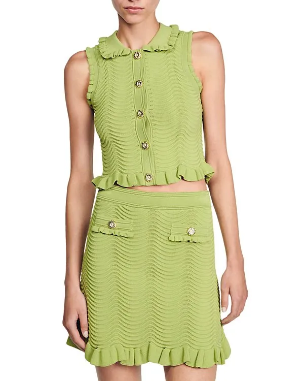 Alina Knit Mini Skirt in Olive Green Gloria Lanvin