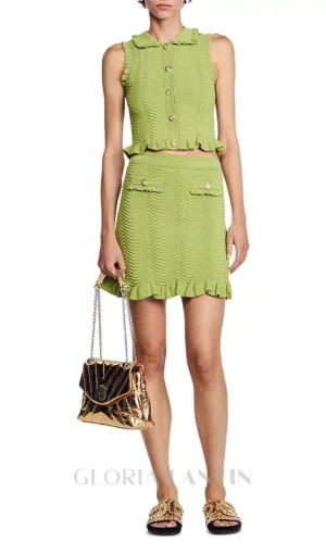 Alina Knit Mini Skirt in Olive Green Gloria Lanvin
