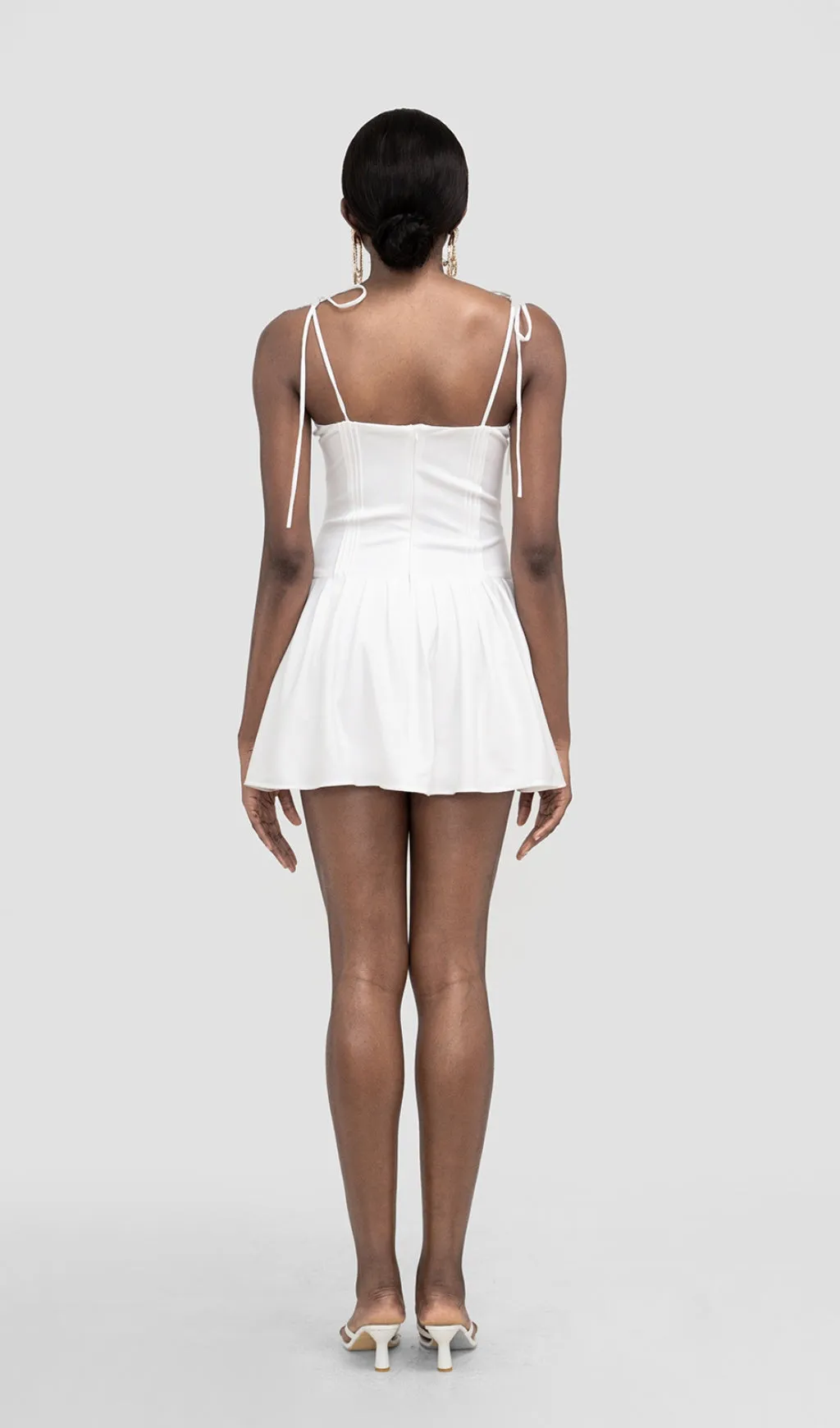ALINA WHITE PLEATED MINI DRESS Gloria Lanvin