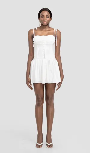 ALINA WHITE PLEATED MINI DRESS Gloria Lanvin