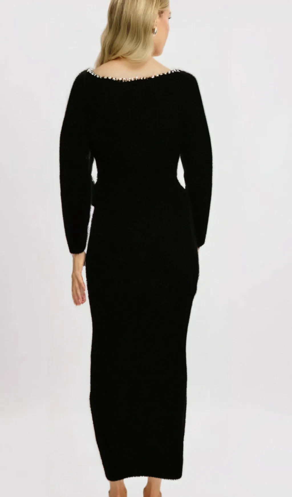 ALISON BLACK CRYSTAL-EMBELLISHED VELVET MAXI DRESS Gloria Lanvin