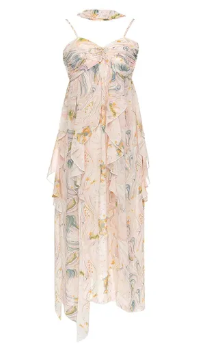 ALLOVER PRINT SPLIT THIGH BACKLESS DRESS Gloria Lanvin